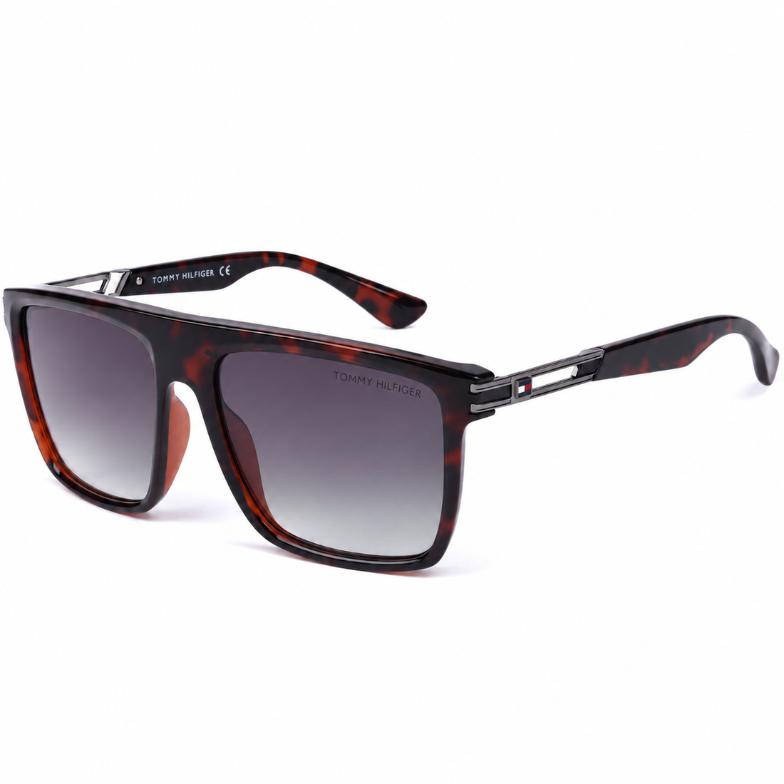 Tommy Hilfiger Men Havana Brown Full Rim Sunglasses with Gradient Grey Lenses (TH1564)