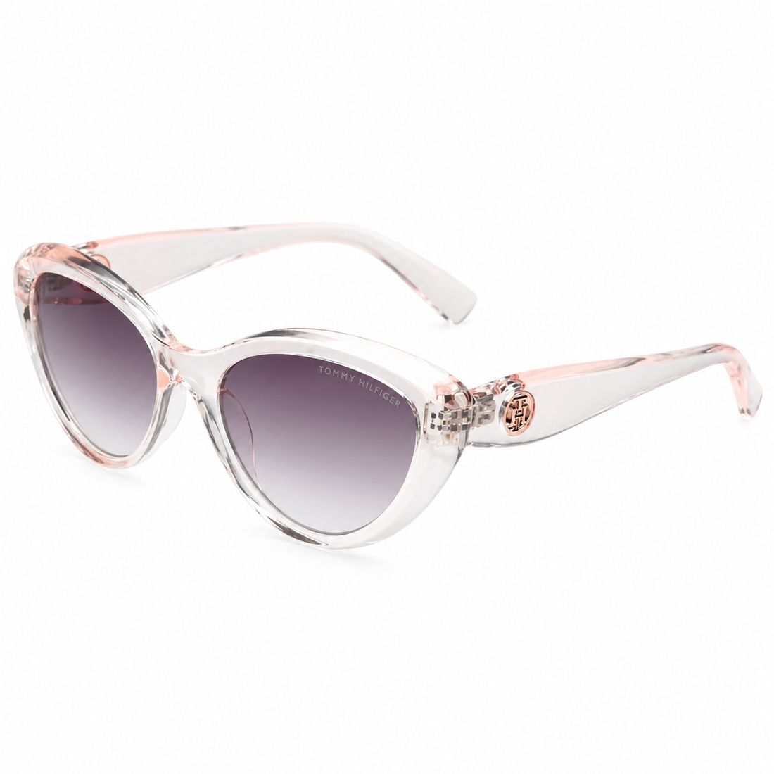 Tommy Hilfiger Women Crystal Acetate Full Rim Sunglasses with Gradient Grey Lenses (TH1594)