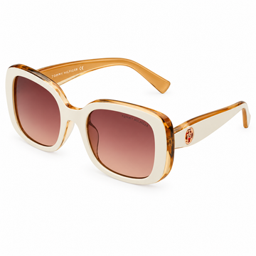 Tommy Hilfiger Women Cream White Acetate Sunglasses with Brown Gradient Lenses (TH1595)