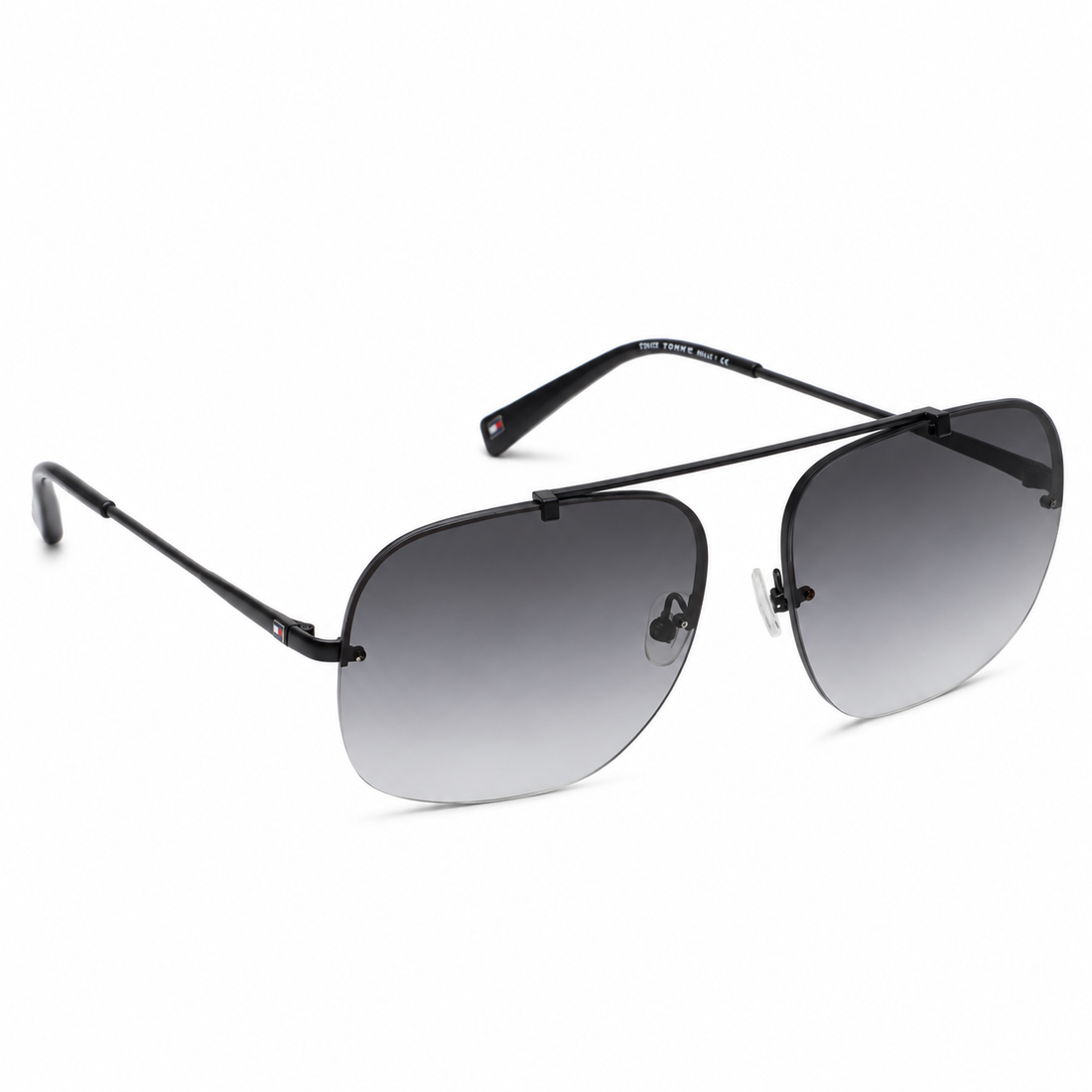Tommy Hilfiger Men Black Half Rim Sunglasses with Gradient Grey Lenses (TH2559)