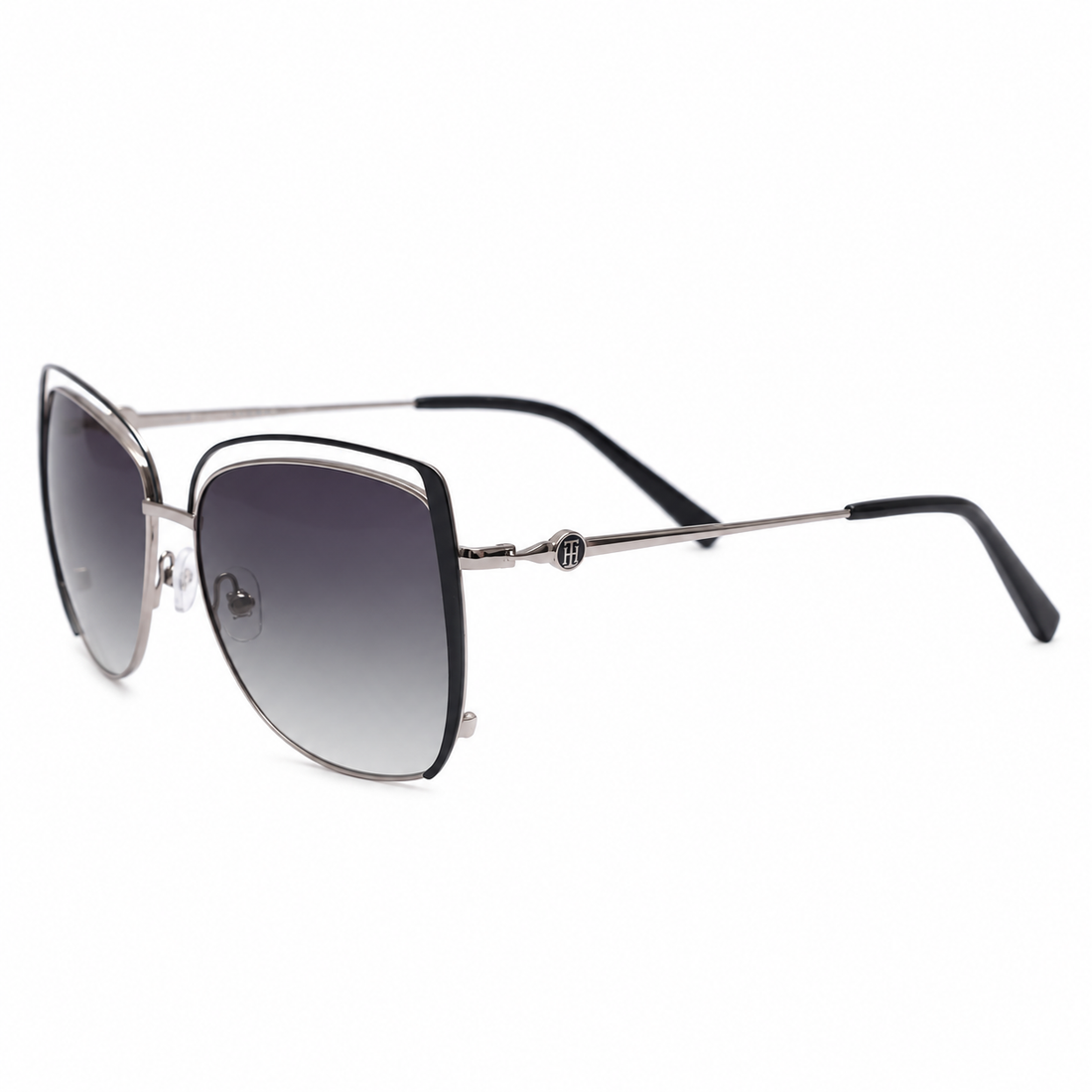 Tommy Hilfiger Women Black Gold Full Rim Sunglasses with Gradient Grey Lenses (TH2598)