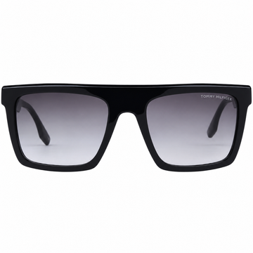 Tommy Hilfiger Unisex Black Acetate Full Rim Sunglasses with Gradient Grey Lenses (TH2640)