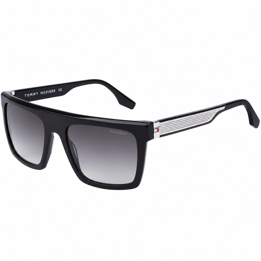 Tommy Hilfiger Unisex Black Acetate Full Rim Sunglasses with Gradient Grey Lenses (TH2640)