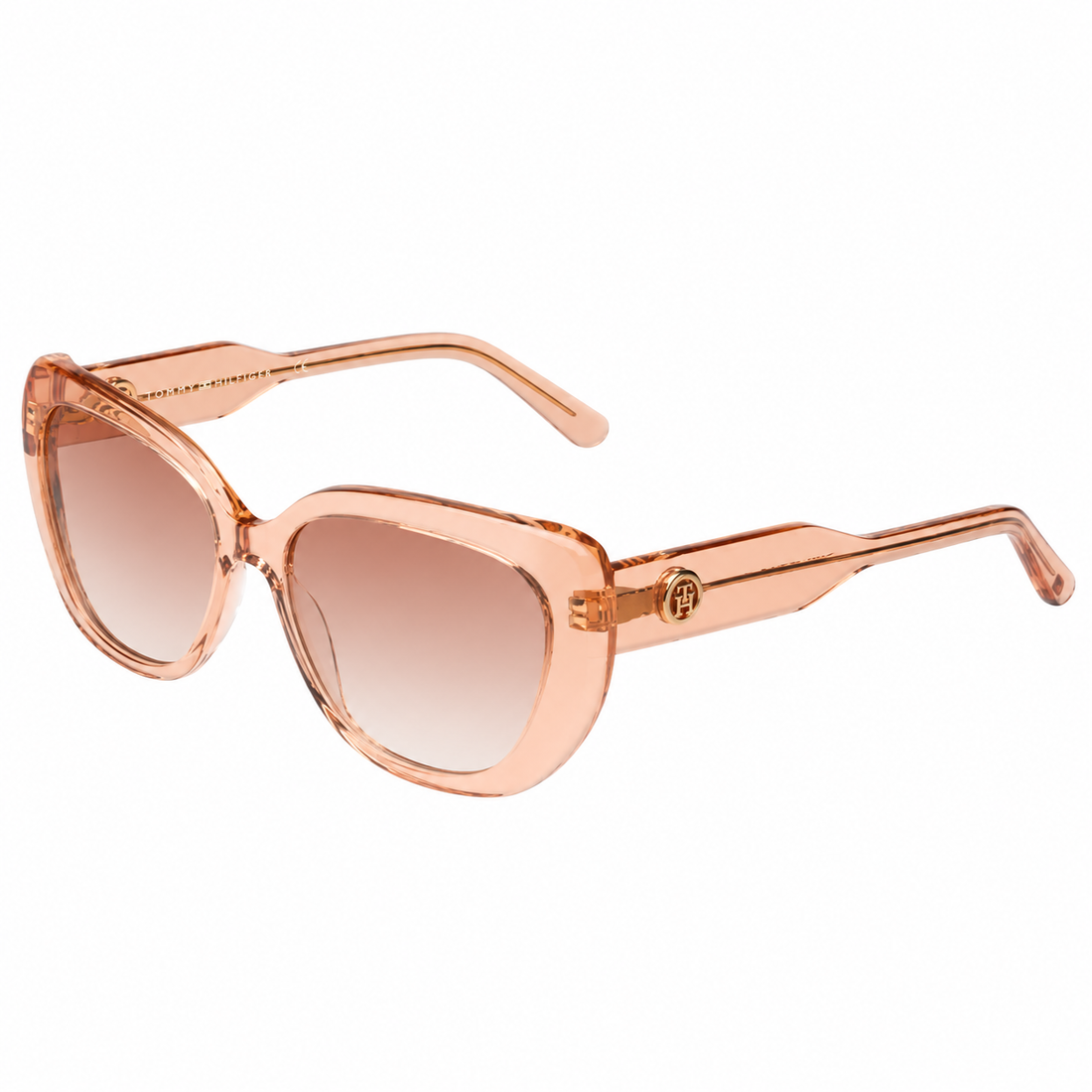 Tommy Hilfiger Women Peach White And Black Full Rim Acetate Cat Eye Sunglasses with Gradient Lenses (TH2661)