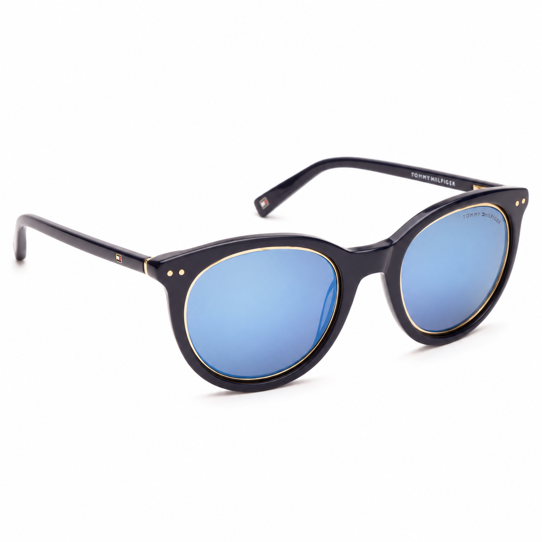 Tommy Hilfiger Women Navy Full Rim Acetate Sunglasses with Gold Lens Trim (TH7914)