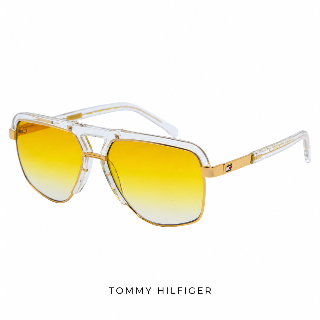 Tommy Hilfiger Men Black Gold Full Rim Sunglasses with Gradient Lenses (TH8004)